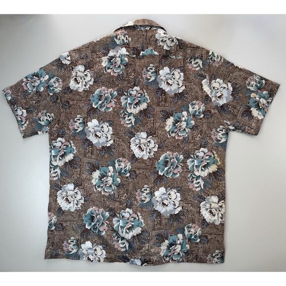 VTG 70s Tori Richard Hawaiian Shirt Mens L Flare Collar Japanese Flower Aloha - Picture 7 of 9